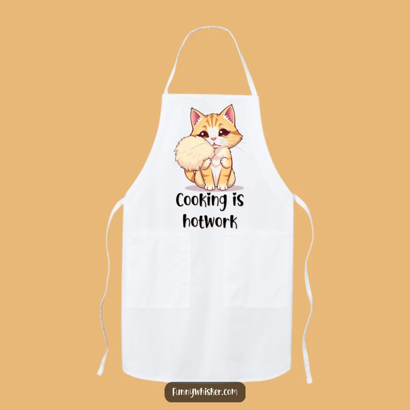 Funny Dramatic Cat Fan Apron: Cook with Diva Elegance