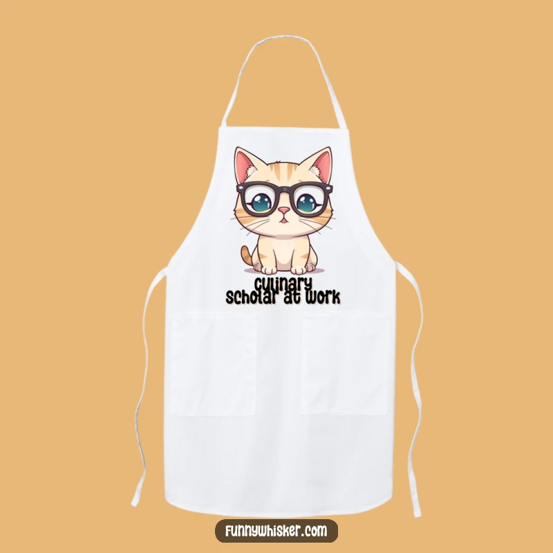 Funny Cat Spectacles Apron - Culinary Whiskered Feline Bib for Kitchen Giggles