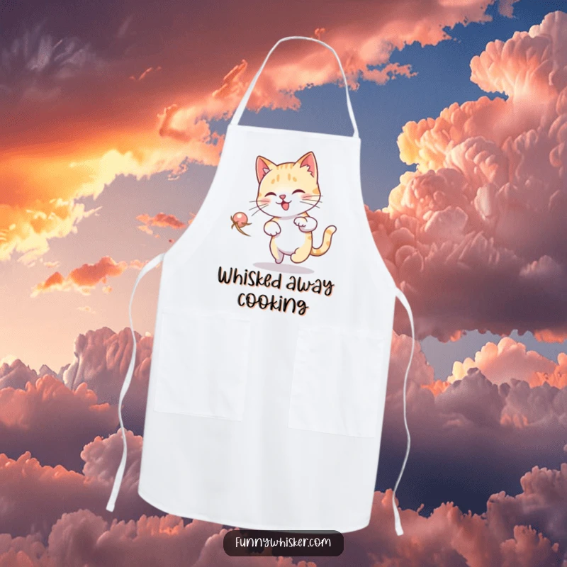 Funny Cat Dizzy Apron: A cat is caught mid-chase of its whisker, adding a playful and dizzying vibe to cooking.