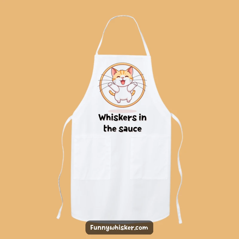 Funny Cat Hoop Apron: Whiskers Leap Kitchen Gift