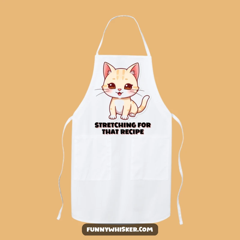 Funny Cat Stretching Apron: Playful Whiskers Gift for Relaxed Cooks