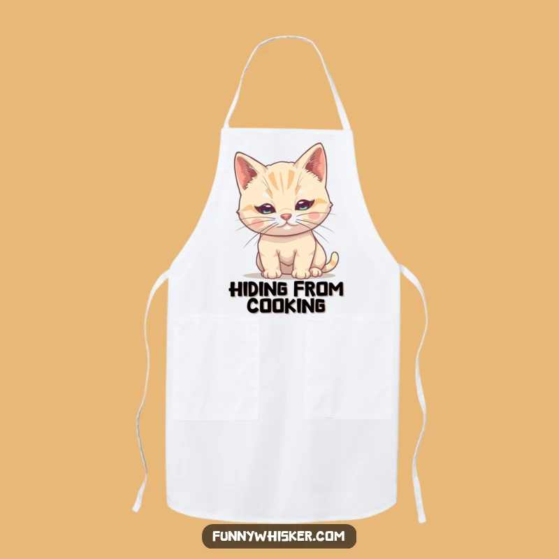 Funny Shy Cat Whisker Apron: Hiding Feline Kitchen Fun, Great Gift