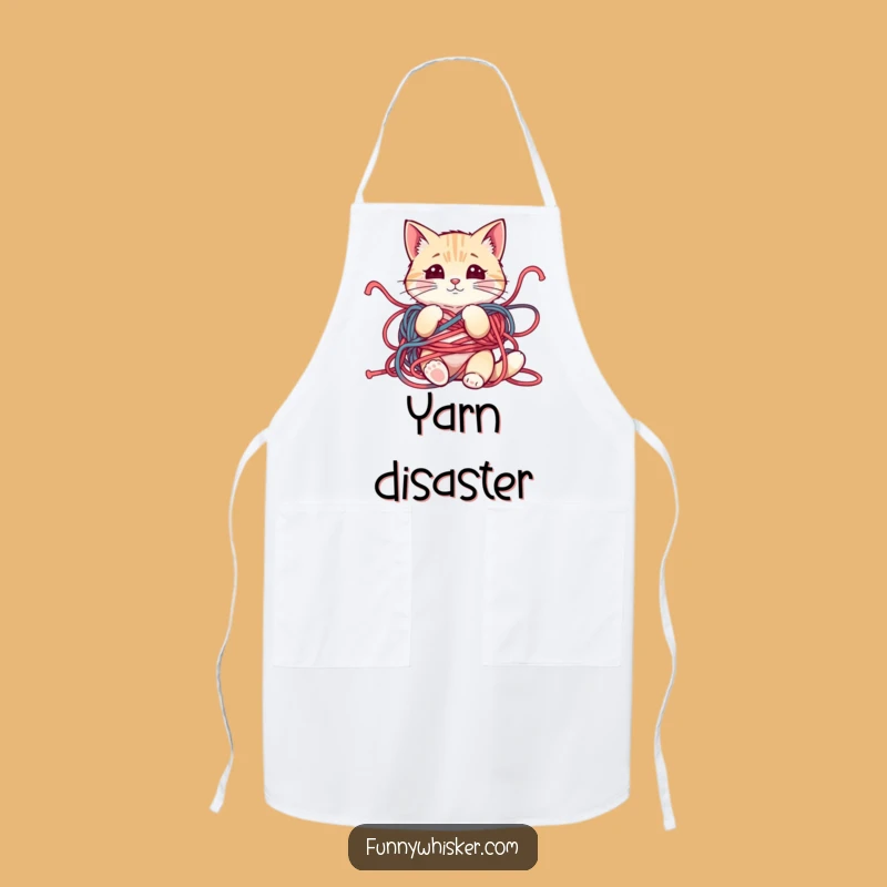 Funny Yarn Cat Apron: Kitchen Chaos, Whiskers Askew, Perfect Funny Gift