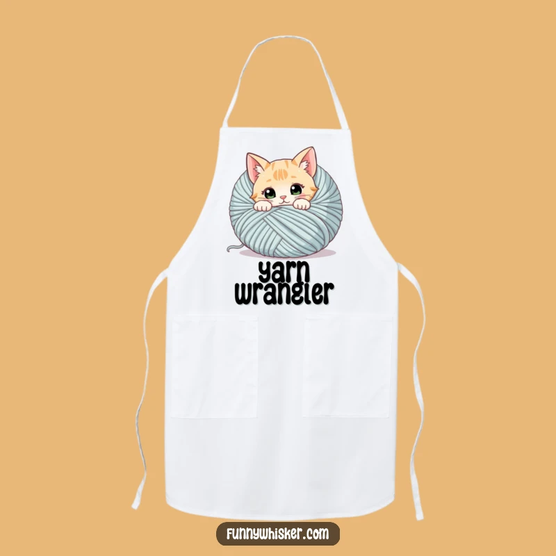 Funny Cat Yarn Apron: Curious Kitty Peeking, Chef's Humorous Gift