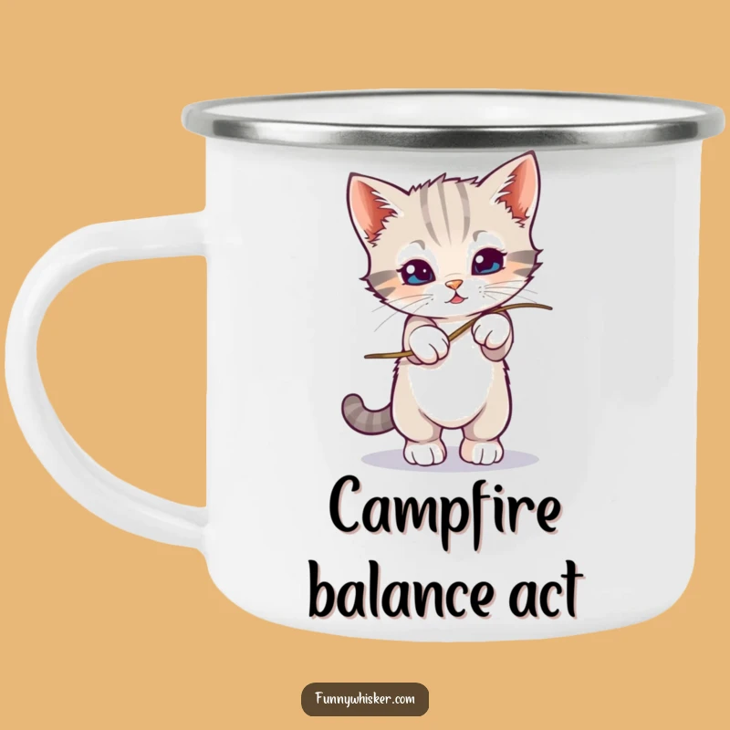 Funny Kitten Balance Camping Mug: Wobbly Whisker Adventure Gift