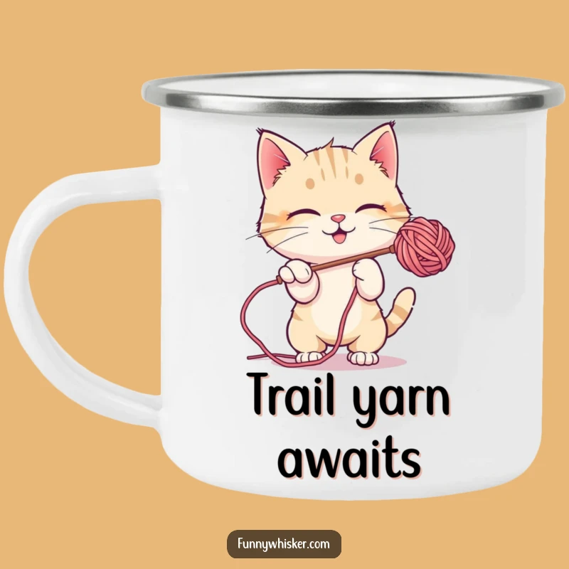 Funny Cat Camping Mug: Yarn Batting Adventures - Outdoorsy Gift!