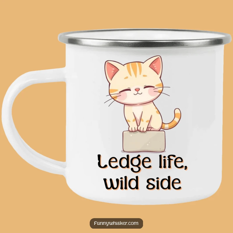 Funny Cat Balance Camping Mug - Whisker Acrobat, Outdoor Fun Funny Gift