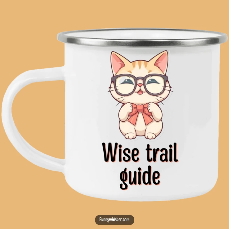 Funny Glasses Cat Enamel Camping Mug - Dapper Outdoor Companion