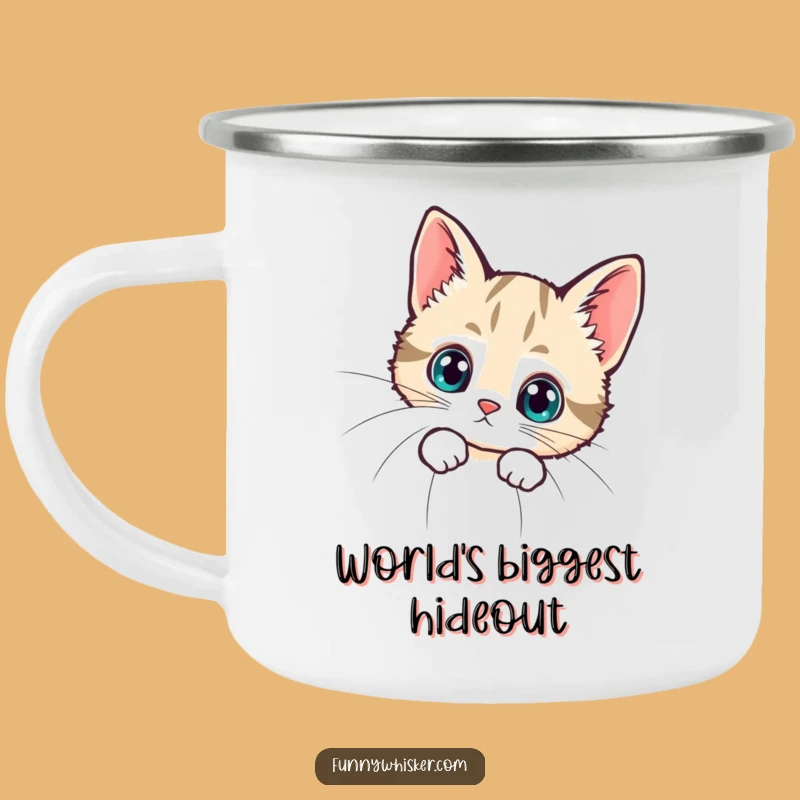 Funny Tiny Cat Whisker Peek Camping Mug - Outdoor Curiosity with a Perfect Funny Gift