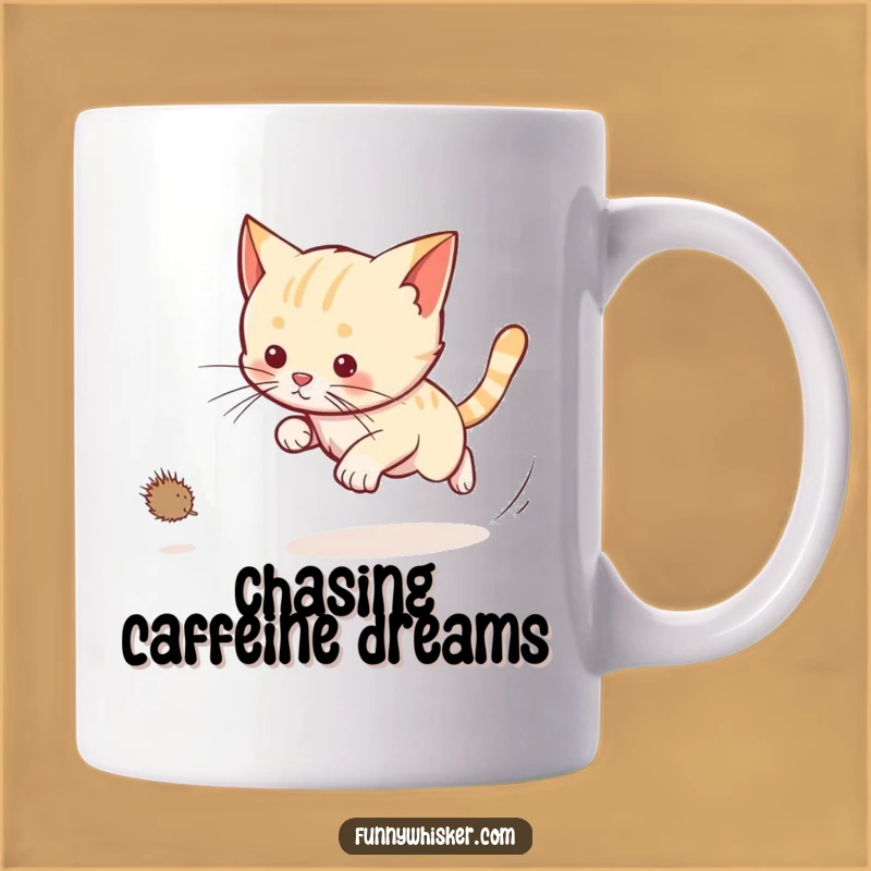 Funny Cat Dust Bunny Chase Mug: Playful Pet Antics Gift Idea