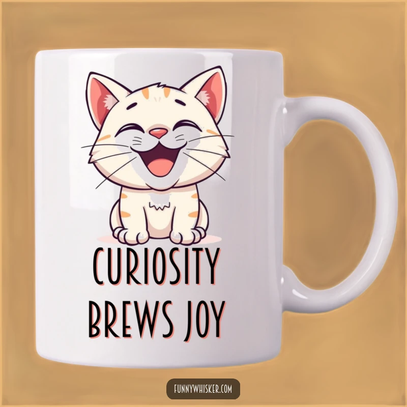 Funny Excited Cat Grin Mug - Curious & Hilarious Gift for Cat Enthusiasts