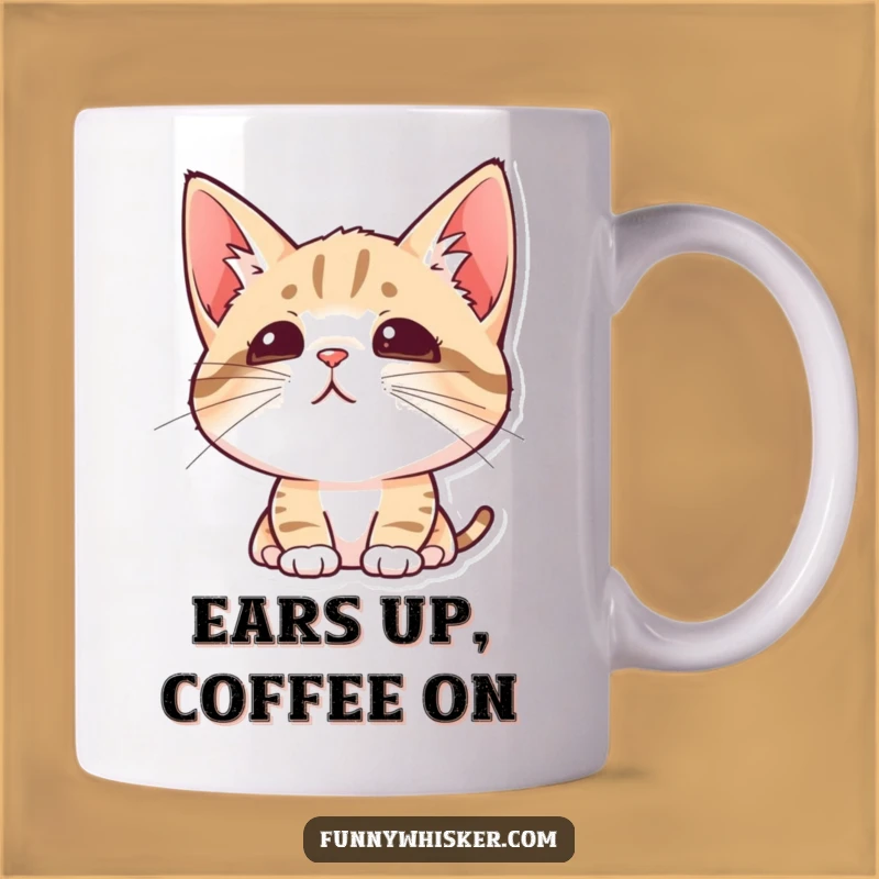 Funny Curious Cat Mug - Alert Feline Friend, Perfect Gift for Inquisitive Minds