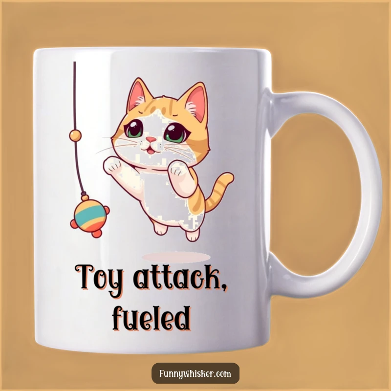 Funny Cat Leaping Toy Mug: Oversized Whiskers Action Shot, Hilarious Gift