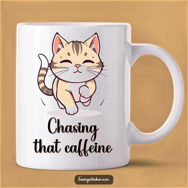 Funny Cat Tail Chase Mug: Focused Whiskers, Perfect Funny Gift for Go-Getters
