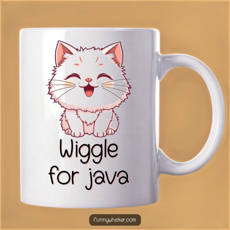 Funny Fluffy Cat Wiggly Whiskers Mug: Exaggerated Joyful Gift