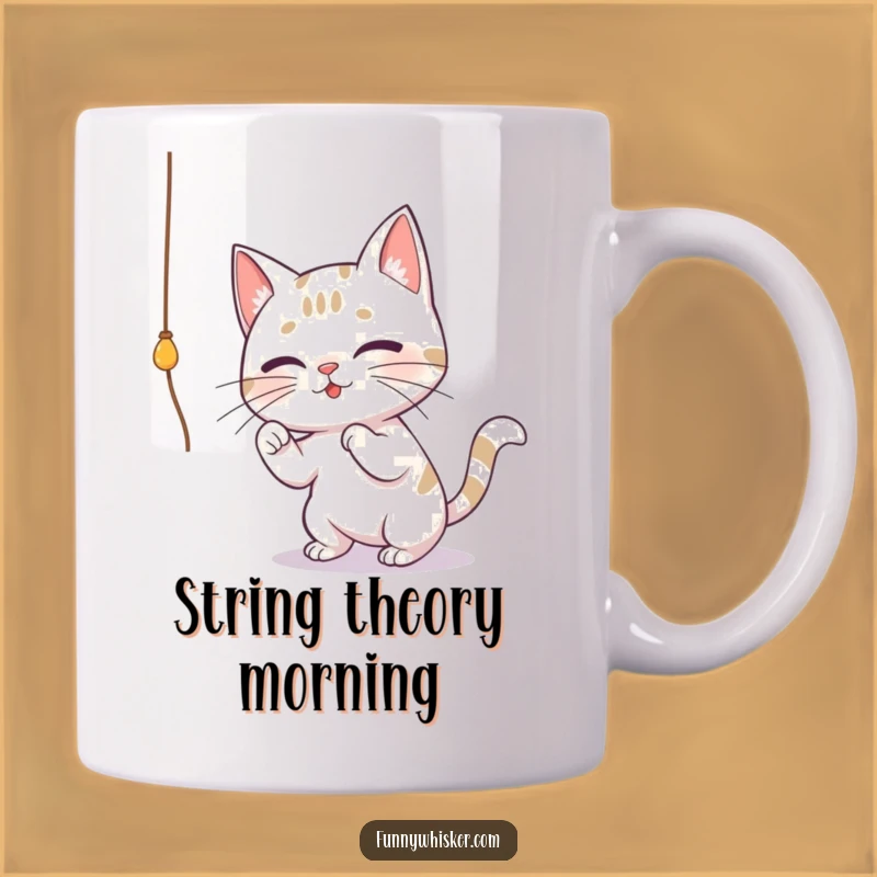 Funny Whiskered Cat String Toy Mug - Playful & Hilarious Gift for Cat Lovers