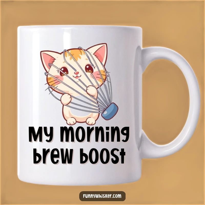 Funny Whisking Cat Peek Mug - Hilarious Kitchen Humor Gift for Cat Lovers