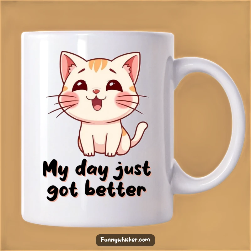 Funny Cat Whiskers Mug: Excited Feline Wiggling Gift for Cat Lovers