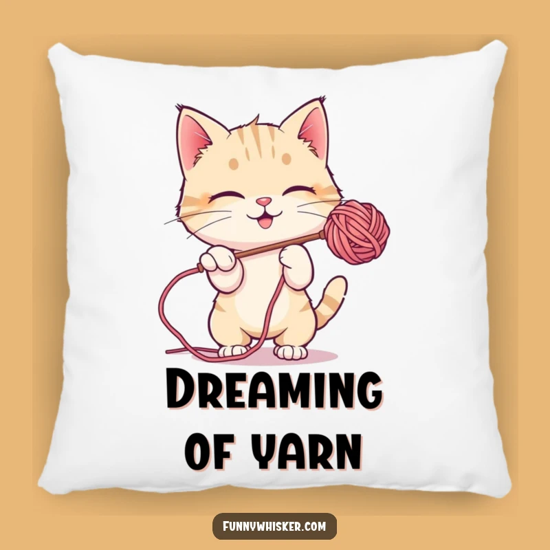 Funny Cat Pillow: Yarn Batting Cuteness - Cozy Gift!