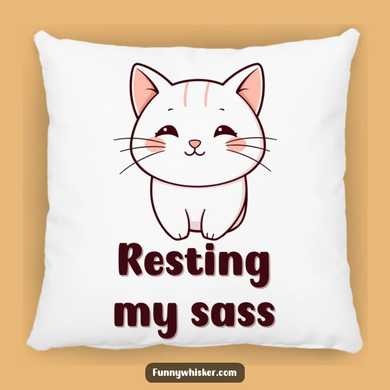 Funny Cat Whisker Pillow: Playful Curve - Minimalist Accent Gift