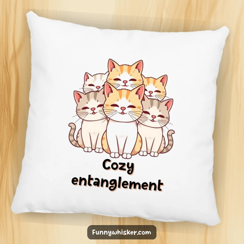 Funny Cat Pillow with two cats' long, intertwined whiskers, offering comfort and a touch of whimsy, an excellent funny gift.