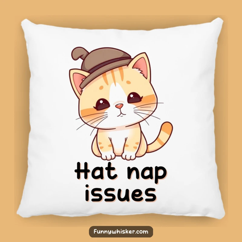 Funny Silly Hat Cat Pillow - Cozy Whiskers Tilting Comfort, Perfect Funny Gift
