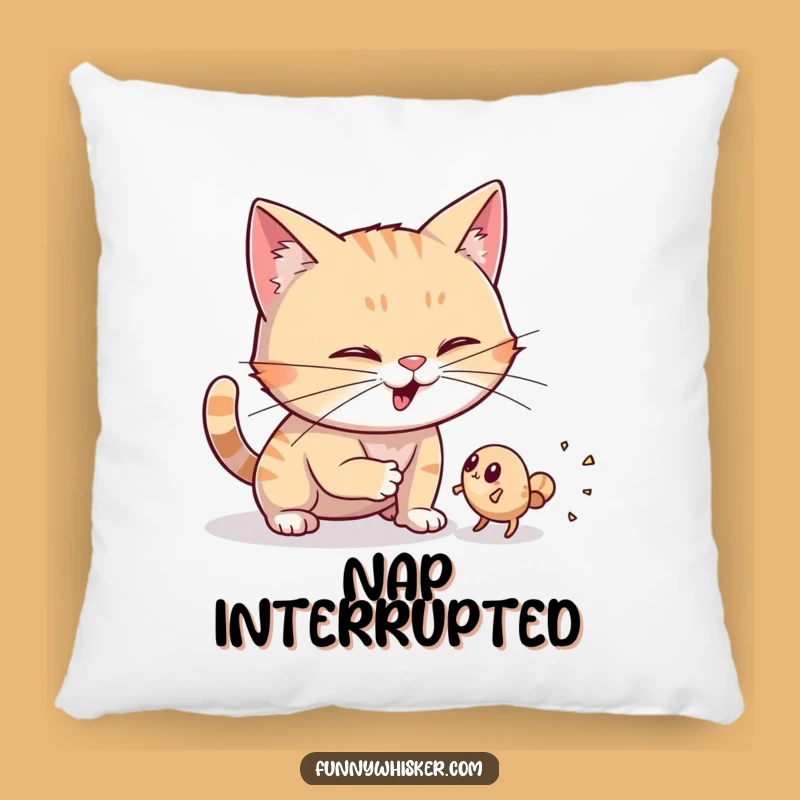 Funny Dust Bunny Hunter Cat Pillow: Soft & Comfy, Wiggling Whiskers, Great Funny Gift