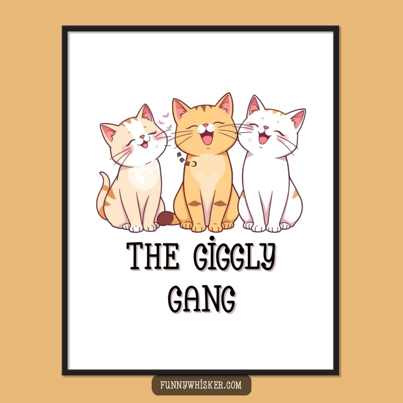 Funny Cat Digital Art: Giggle Whiskers - Instant Humorous Download!
