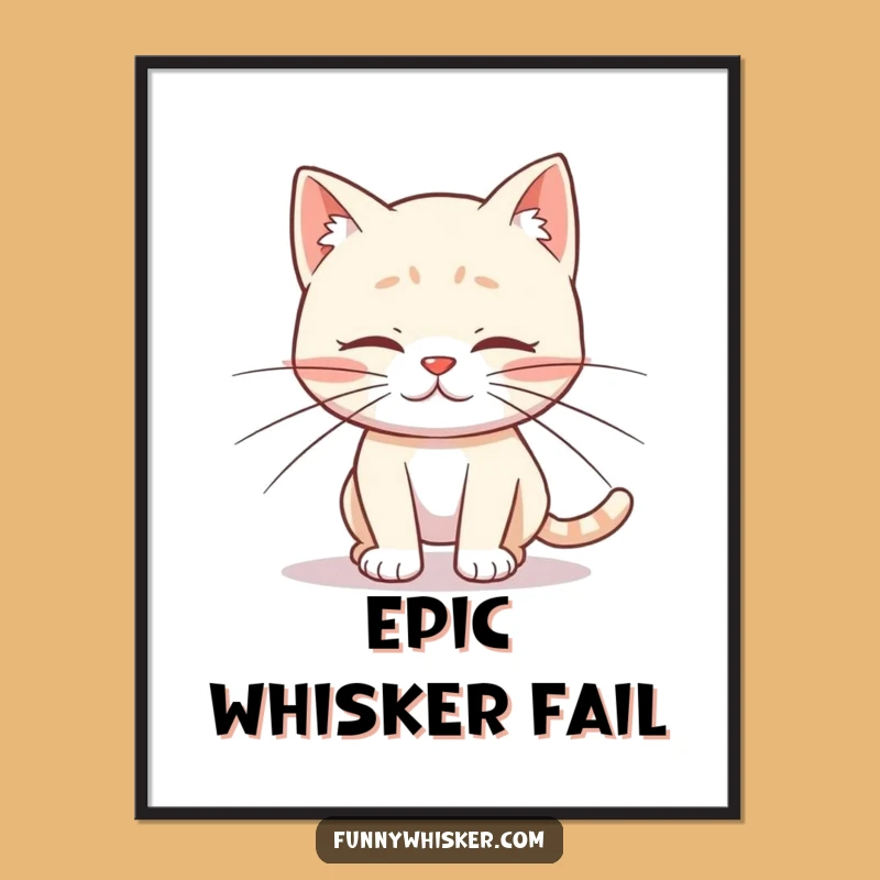Funny Cat Whiskers Digital Art Print - Bring Feline Charm To Your Walls