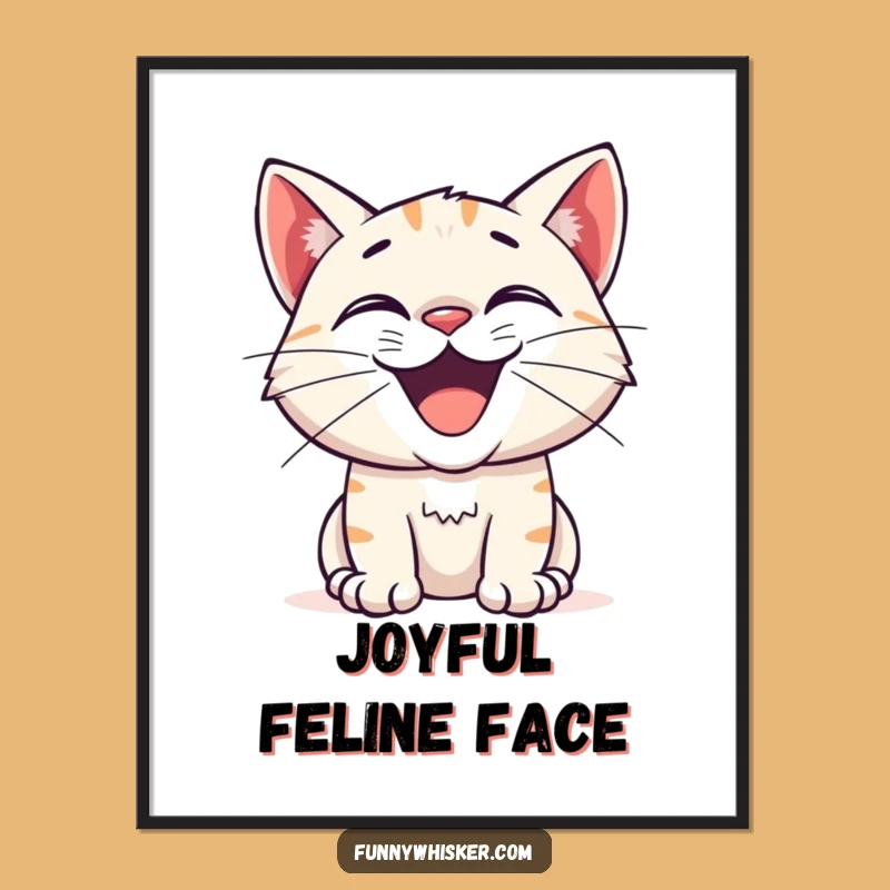 Funny Excited Cat Grin Digital Art - Instant Joyful Wall Decor