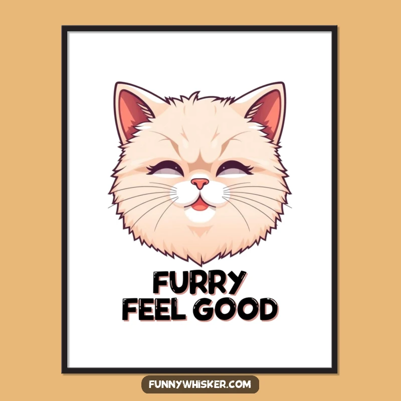 Funny Fluffy Cat Whiskers Digital Art Print: Instant Feline Fun Decor