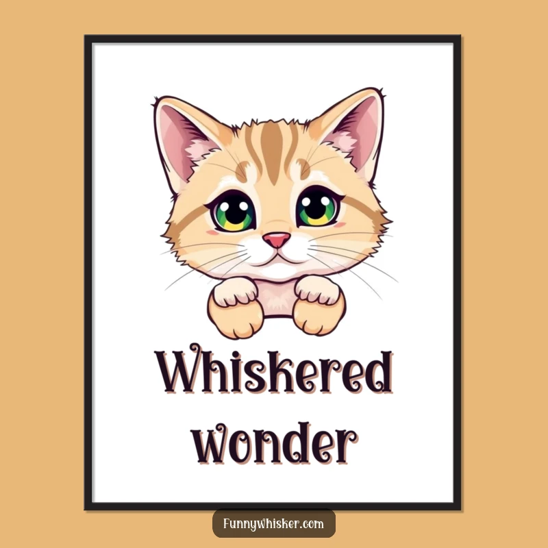 Funny Hidden Cat Whiskers Digital Art - Instant Whimsical Wall Decor