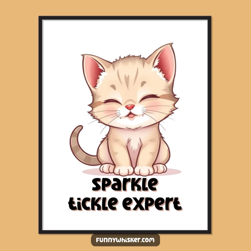 Funny Kitten Whisker Tickle Digital Print - Instant Playful Cat Art Download, Perfect Funny Gift