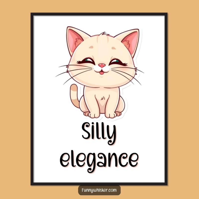 Funny Cat Digital Art: Elegant Whiskers, Silly Pose - Instant Humorous Download!