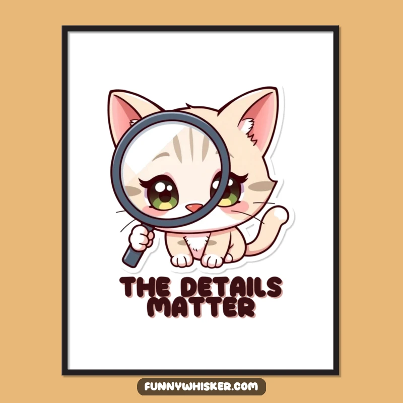 Funny Cat Digital Art: Magnified Curiosity Print - Instant Gift!