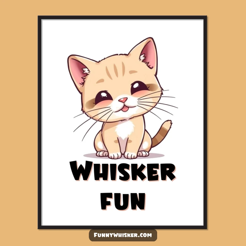 Funny Cat Whiskers Digital Art: Tiny Feline Batting, Instant Download