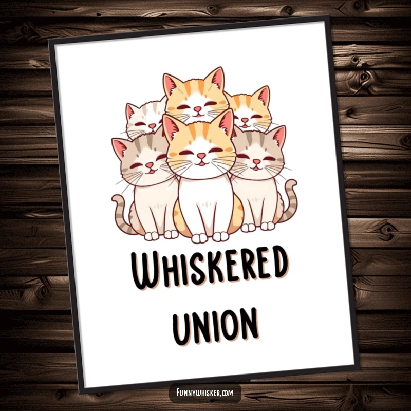 Funny Cat Digital Art showcasing cats with long, intertwined whiskers, offering instant charm and humor, a perfect gift.