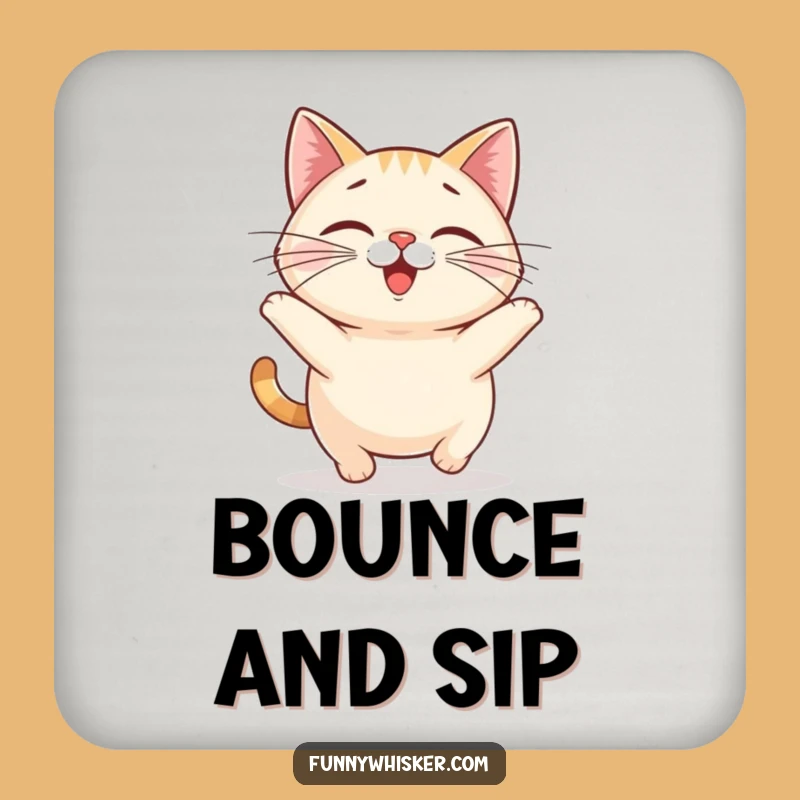 Funny Cat Bounce Coaster: Protect Surfaces with Chubby Feline