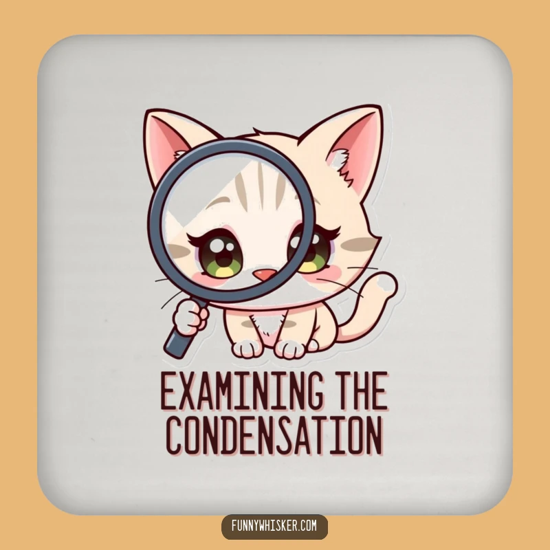 Funny Cat Coaster: Magnified Protection - Quirky Gift!