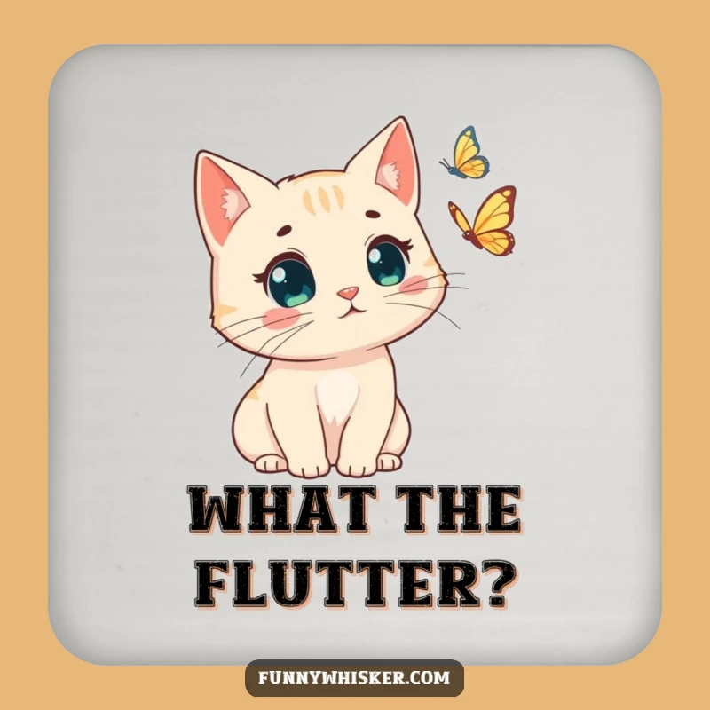 Funny Cat Coaster: Windswept Whiskers Surprise - Humorous Drink Protector Gift!