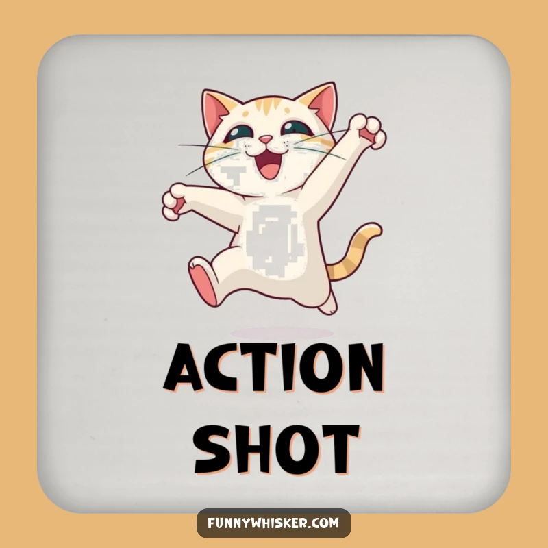 Funny Cat Leaping Drink Coaster - Protect Surfaces with Funny Motion