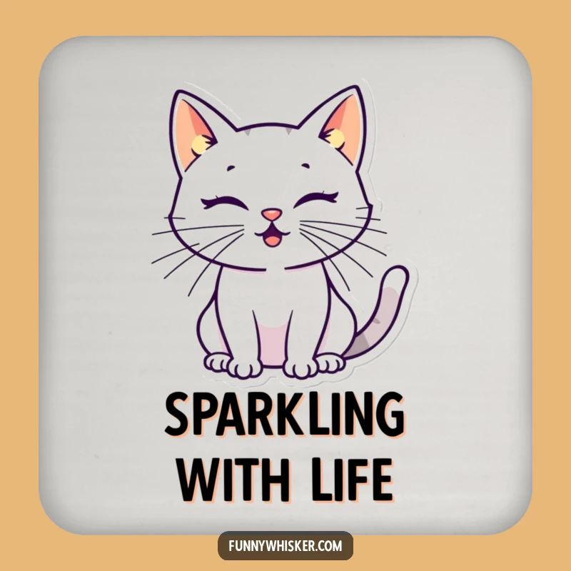 Funny Cat Silhouette Coaster: Energetic Whiskers - Stylish Surface Protection Gift