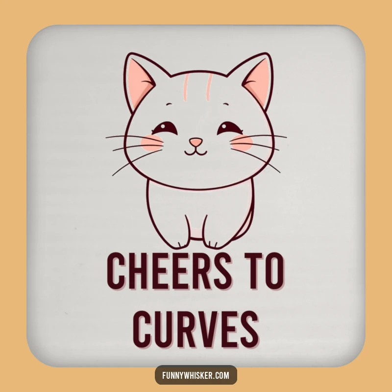 Funny Cat Whisker Coaster: Playful Curve - Minimalist Decor Gift