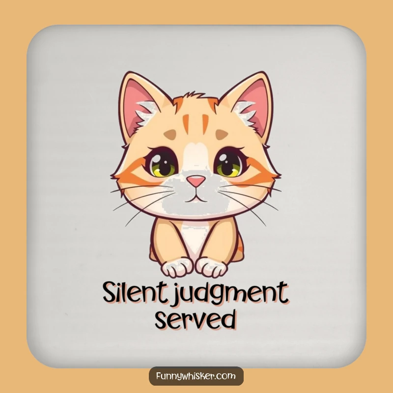 Funny Curious Cat Coaster Set - Peek-a-Boo Whisker Home Decor, Tiny Gift