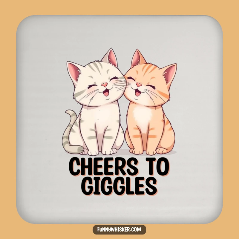 Funny Giggling Cats Coaster - Protect Surfaces with Joy and a Perfect Funny Gift
