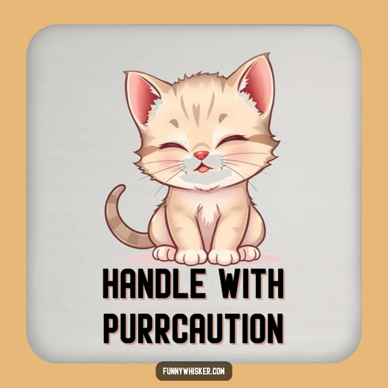 Funny Kitten Whisker Tickle Coaster - Protect Surfaces With Playful Cat Art, Great Funny Gift