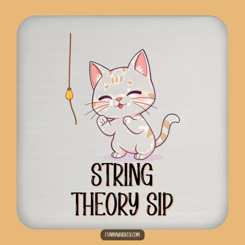 Funny Cat String Play Coaster - Protect Surfaces with Feline Charm