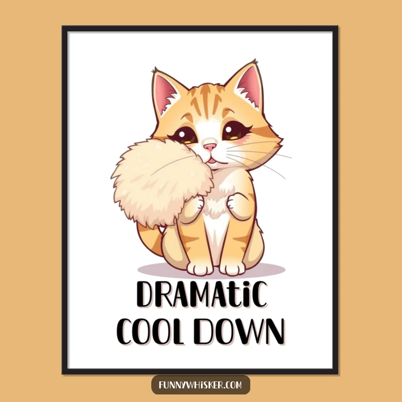 Funny Dramatic Cat Fan Poster: Decorate with Feline Flair