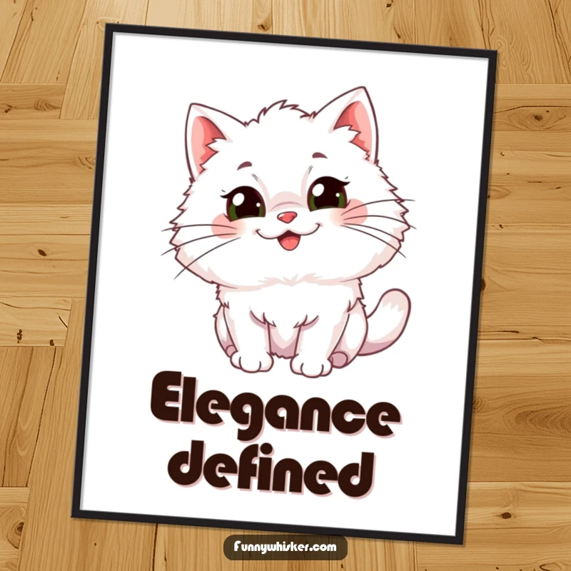Funny Poster: A high-definition print of a fluffy cat character with massive, comical whiskers wiggling with joy.