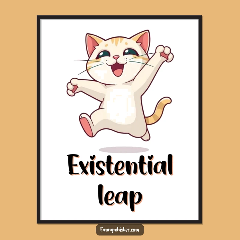 Funny Cat Leaping Poster - Exhilarating Motion Art, Perfect Wall Funny Gift Decor
